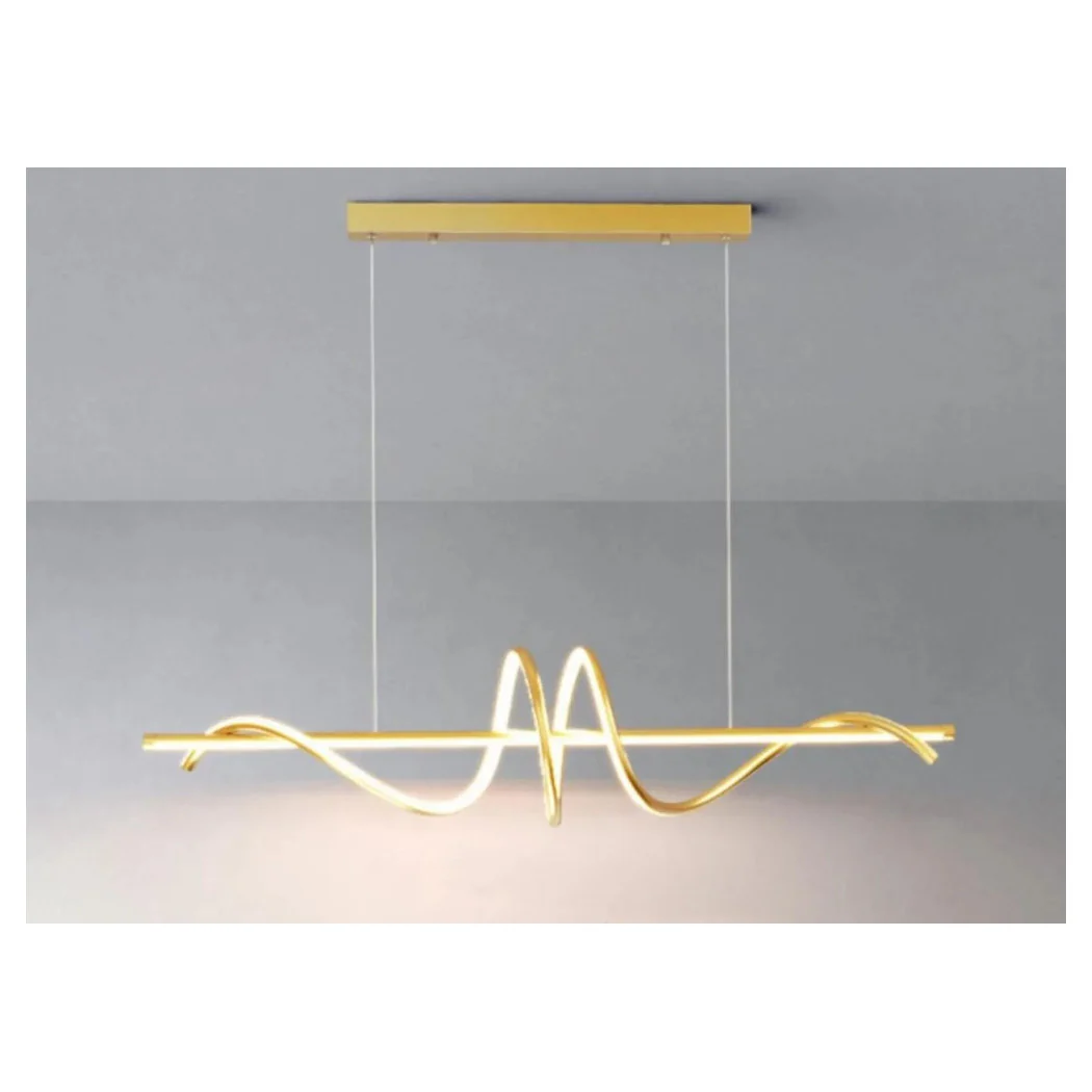 LED Lámpara suspendida 65W oro ondulado espiral horizontal luz de vórtice 3000k-6500k 01158