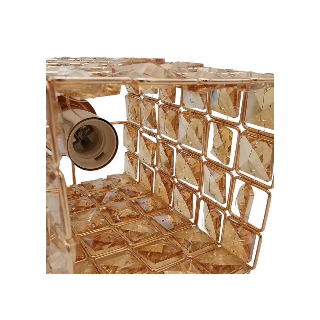 Ataquera suspendida Cube Cristales Lámpara Ataque de Luz E27 Square Gold 32309