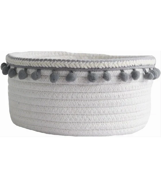 Cesta de contenedor de lino de lino manijas gris tela 26x20x16cm 79204