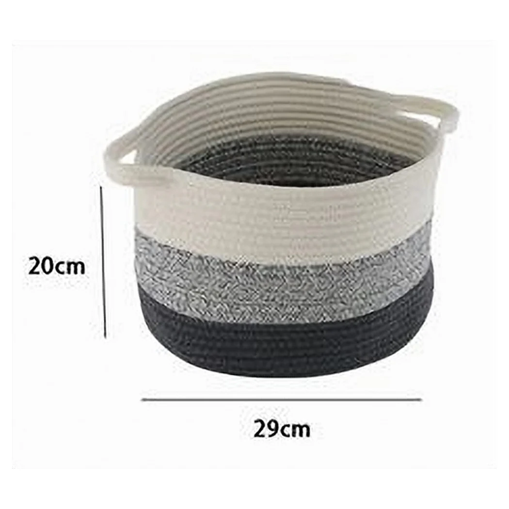 Cesta de canasta tejida de cuerda trenzada puerta redonda 29 x 20 cm 10651