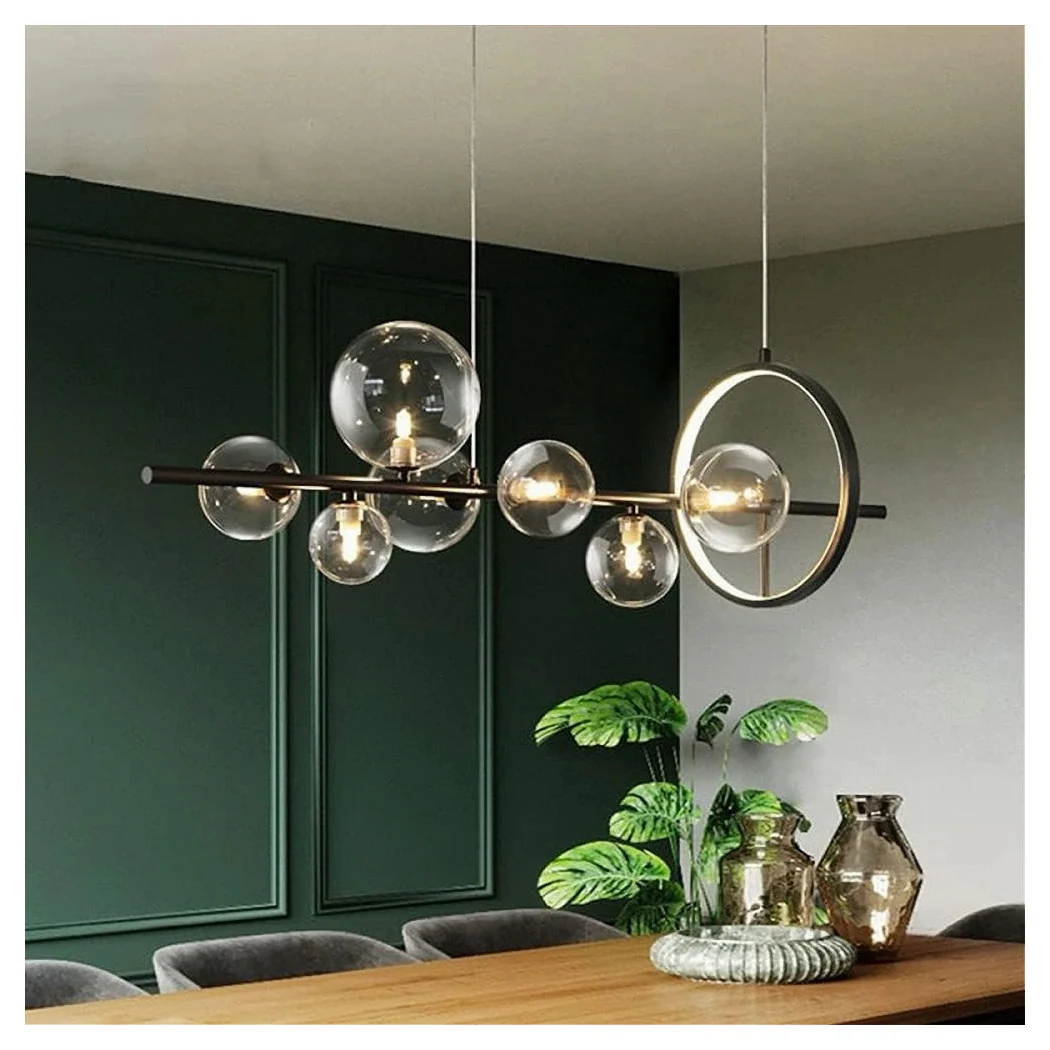 Lámpara colgante moderna Negro 7 G9 Bolas de burbujas de vidrio con círculo 71676