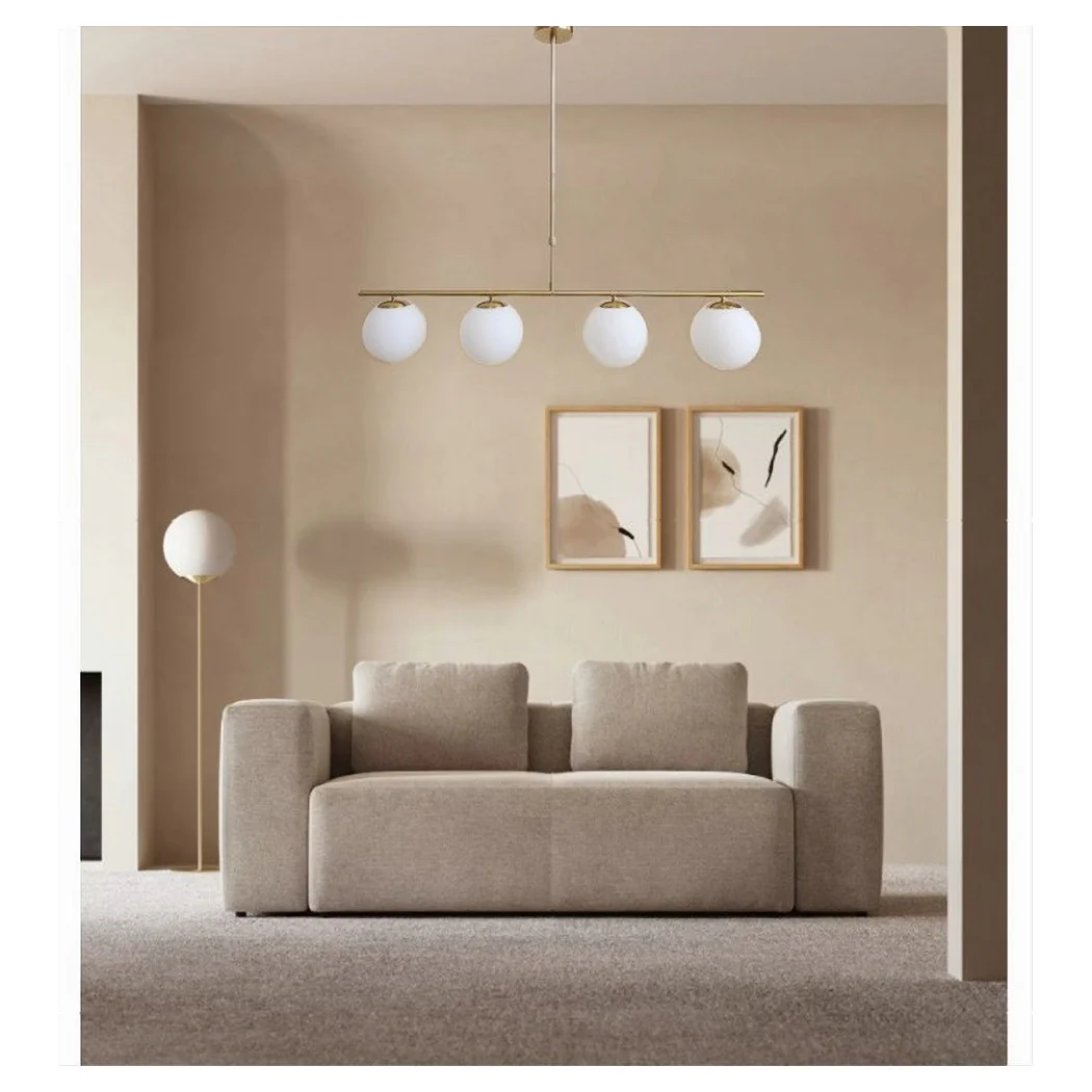 Lámpara de suspensión de oro con 4 bolas Burbujas blancas en vidrio G9TH 4917