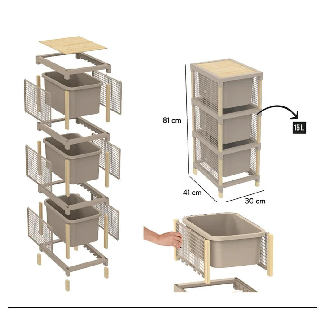 3 cajones Cajoneos multipropósito para organizar ropa Accesorios para el hogar Baño Hogar