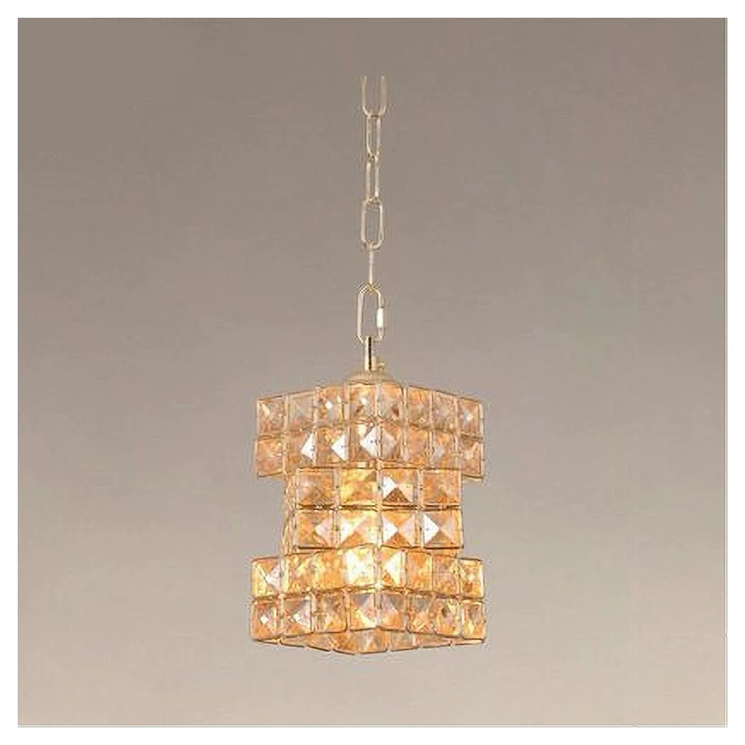 Araña suspendida rectangular trenzada con cristales de luz E27 Gold 32392