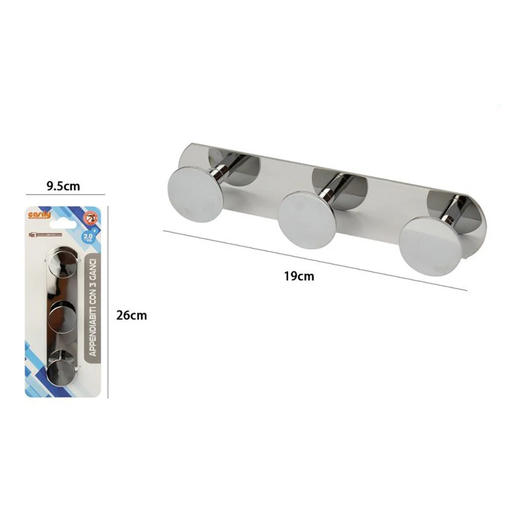 Percha con 3 ganchos para colgar Toalla de toalla 3 plazas Casa cromada 59762