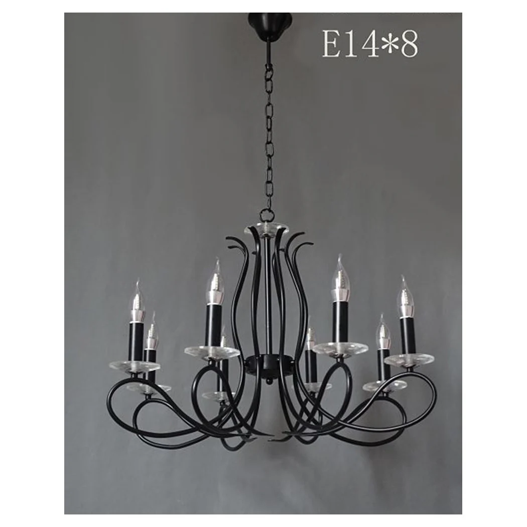 Lámpara colgante de techo de lámpara de arma 8 Armas E14 Negro Negro Negro 00514