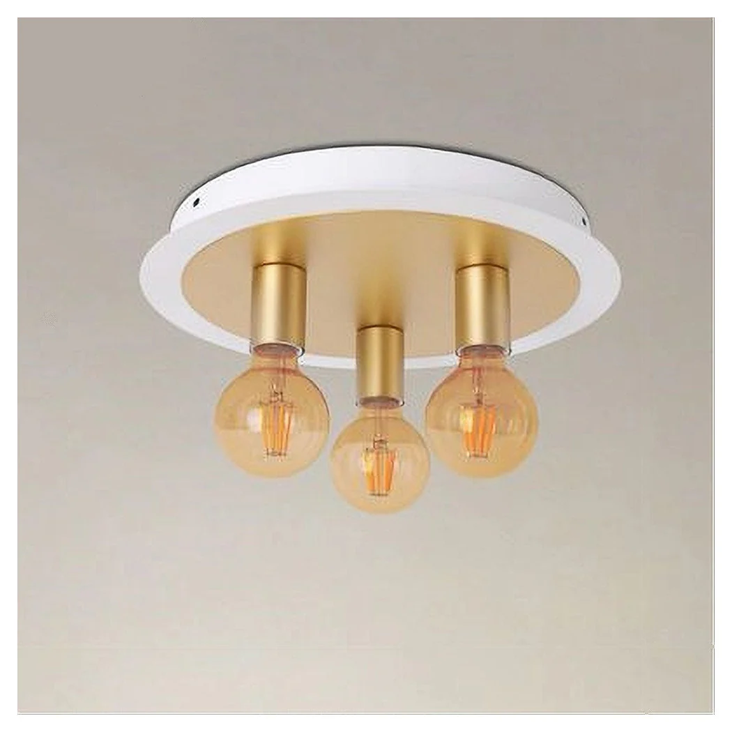Luz de techo de techo de metal de oro blanco con 3 luces Lámpara Ataque E27 32668