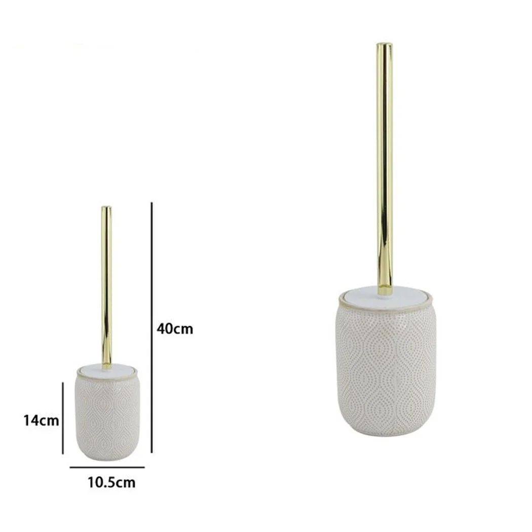 Baño de baño blanco Marco de inodoro Marco étnico diseño de oro con escoba 87793