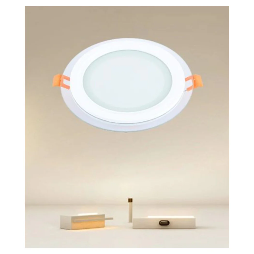 Panel de luz empotrado LED 3000K-6500K 12W redondo AM-CR-12 con borde transparente 00649