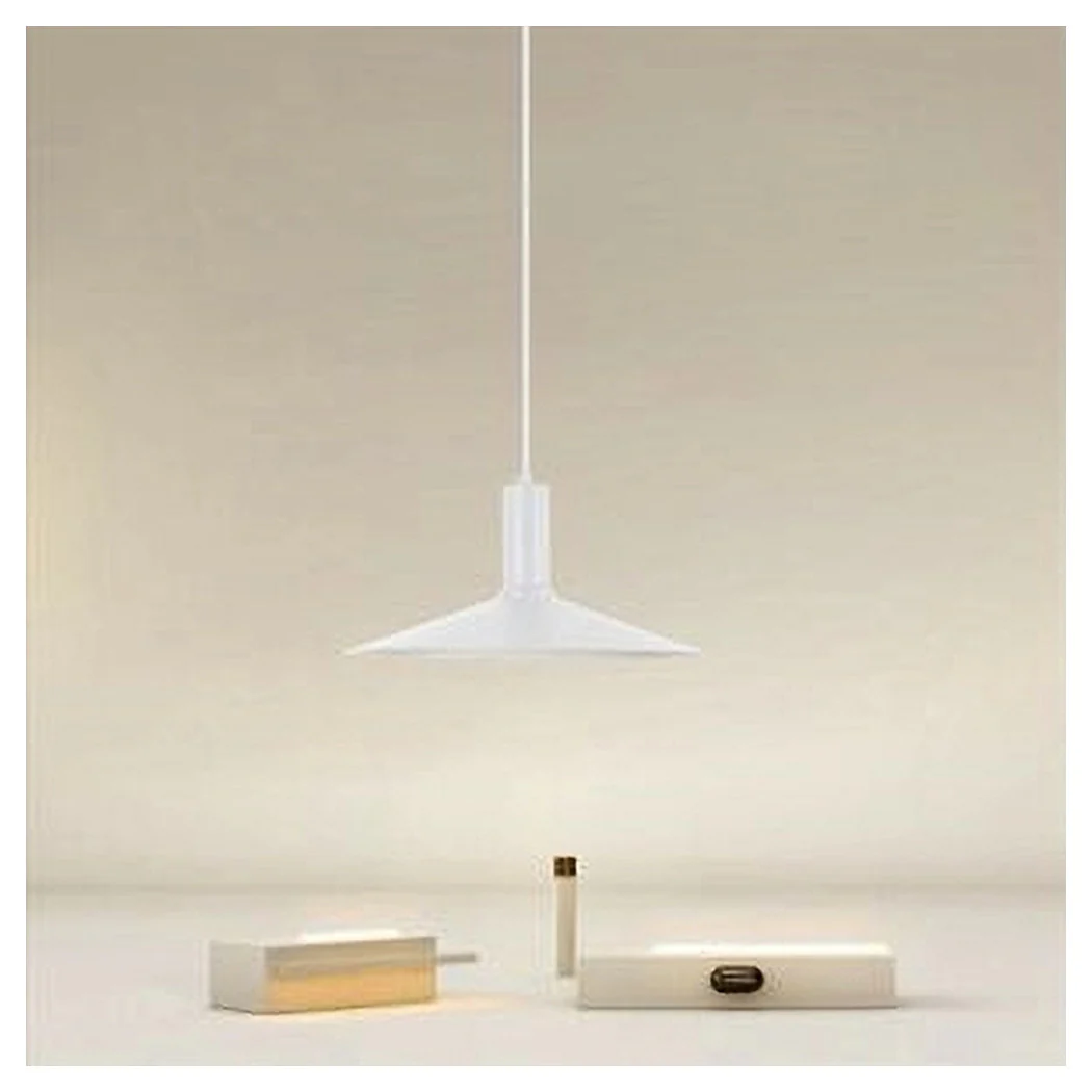 Araña colgante contemporánea con pantalla cónica en hierro blanco E27 33801