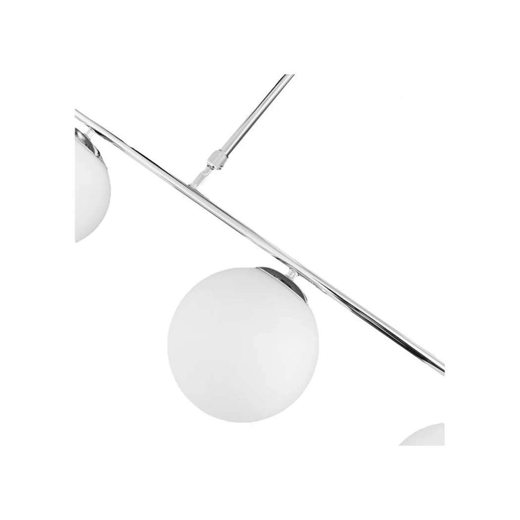 Araña de suspensión de plata con 4 burbujas blancas en burbujas de vidrio. Ataque G9 33924