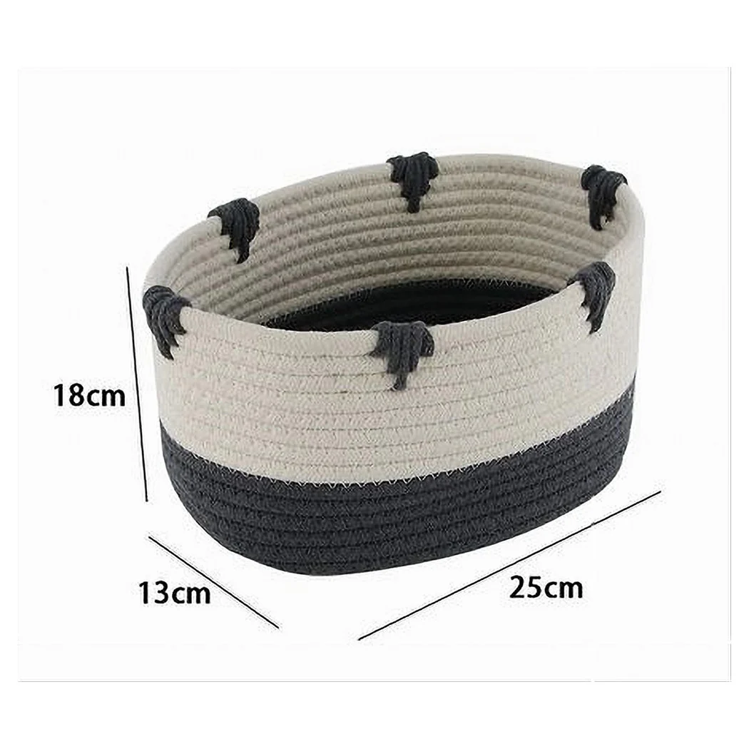 Cesta de lino de dos colores en cesta de tela trenzada 25x18x13 cm 10663