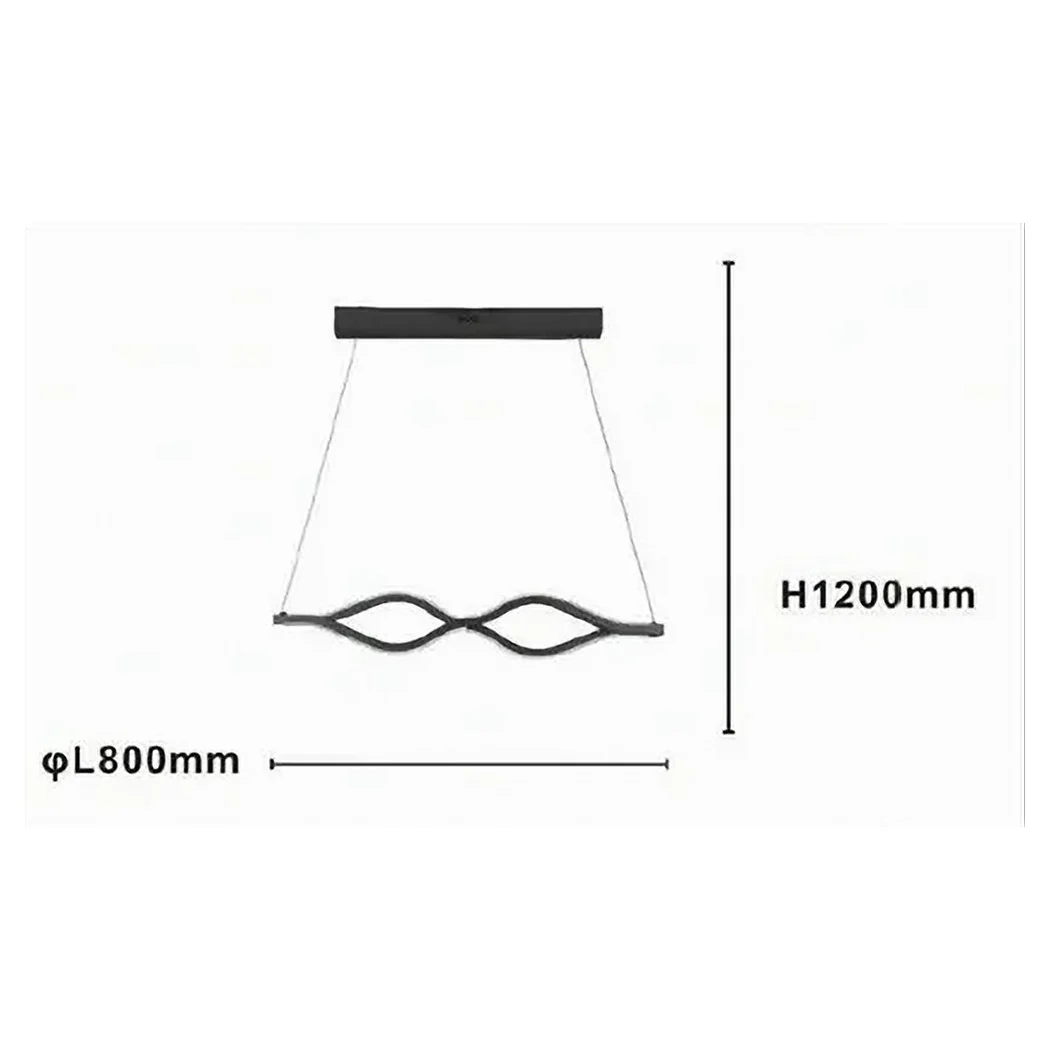 Láñada de suspensión LED 58 vatios onda infinito ondulado cristal negro 32132