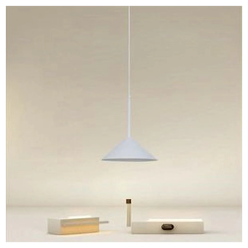 Araña de suspensión moderna con pantalla triangular en hierro blanco E27 33856