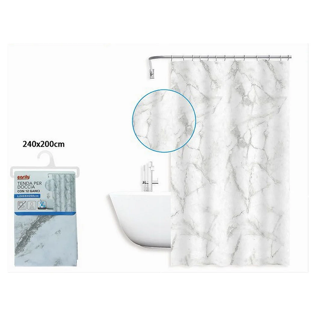 Ducha Tienda de campaña Baño a prueba de agua Mármol blanco 240x200cm con 12 anillos 87594