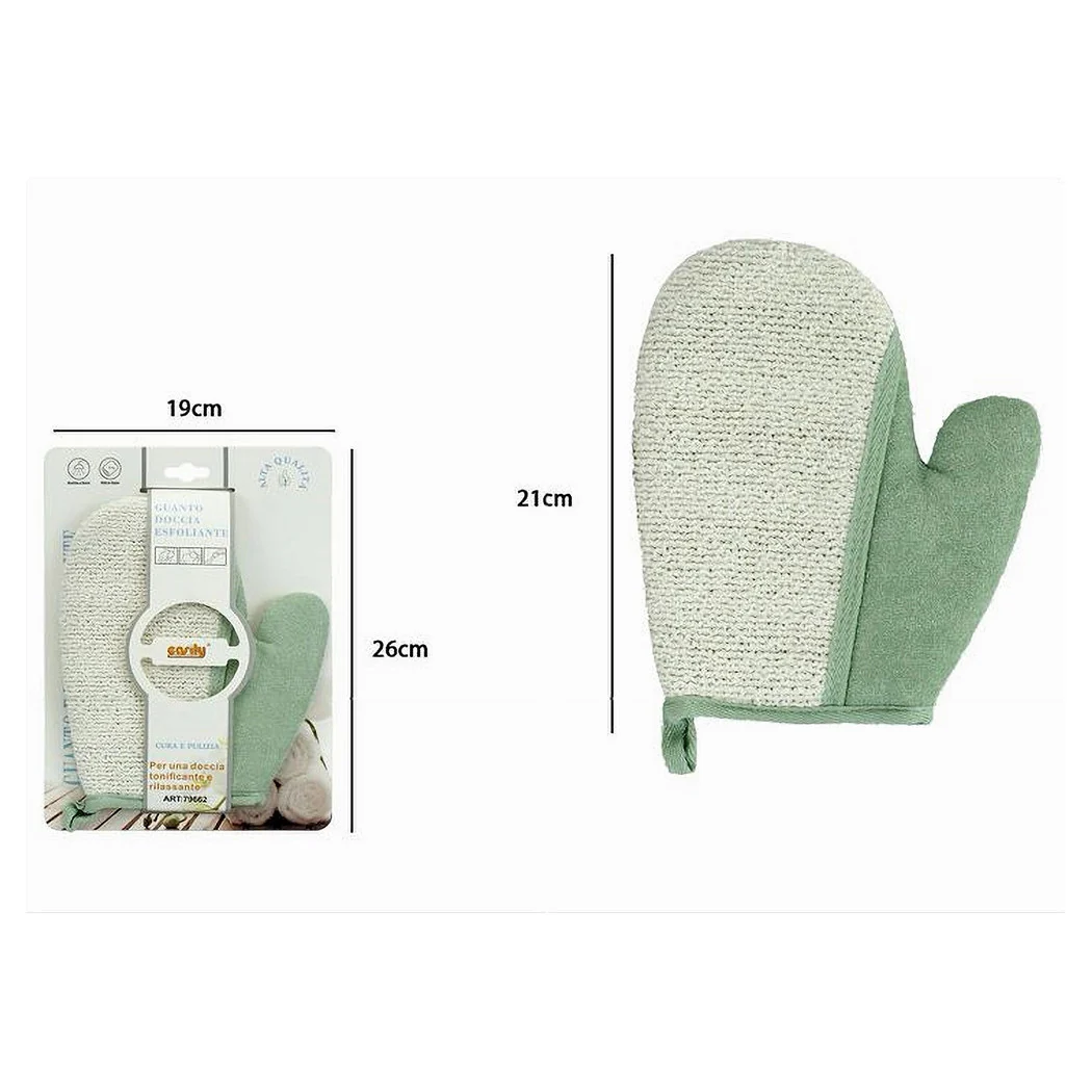Guante de ducha Exfoliating Baño para limpiar cuerpo cuerpo cuerpo 21 cm verde 79662