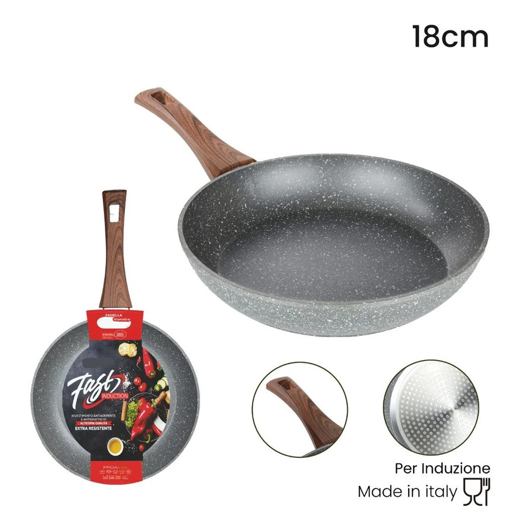 Pan de recubrimiento anti-resistente a los arañazos para la manija de madera de inducción de Ø 18 a 26 cm