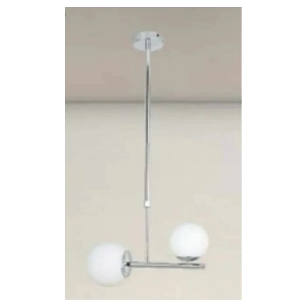 Araña de suspensión de plata con 2 bolas de vidrio blanco Attack G9 E27 33498