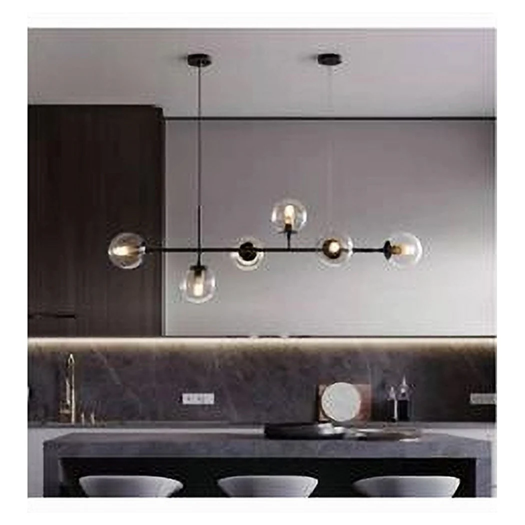 Araña de suspensión 6 bolas E27 Ataque en Lámpara de metal negro de vidrio 71669