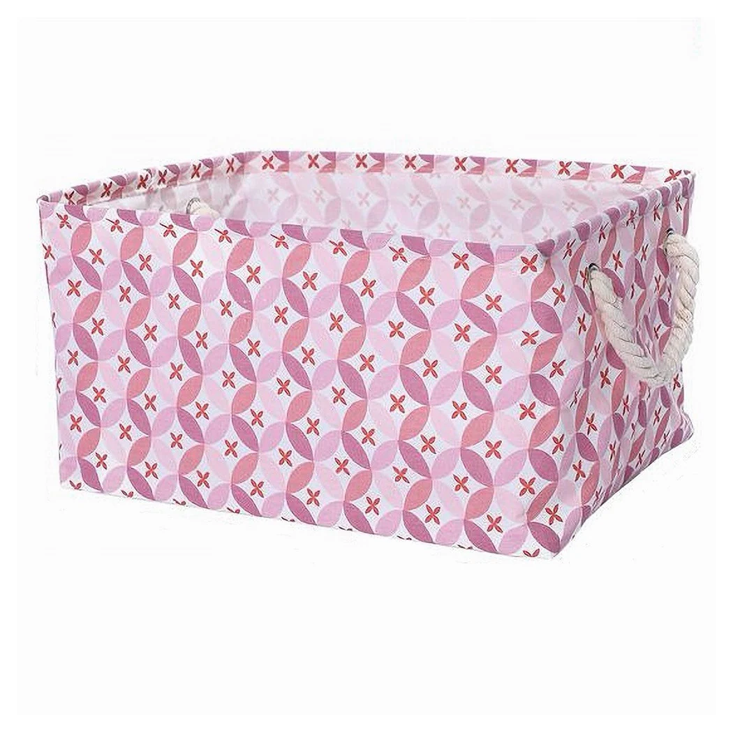 Lavandería Caja de lavandería Contenedor con manijas de tela rosa 43x32x25cm 79207