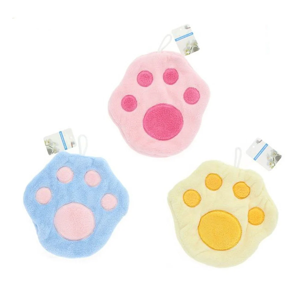 Toalla suave con huella colgando gato niños niños limpieza 10777