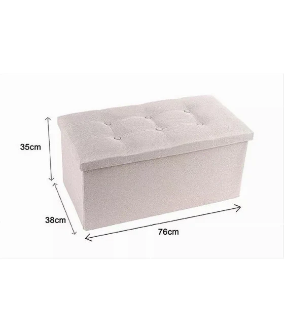 Puff Puff Puf Pouf Contenedor Acolchado Almacenamiento Beige Sentado 38x38x35cm 79423