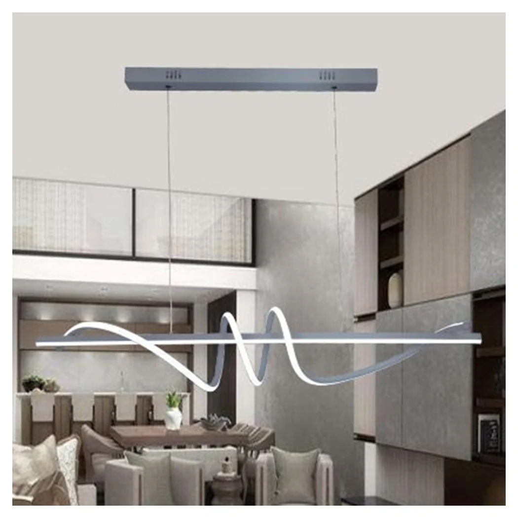 Colgando LED araña 65W plata ondulada espiral horizontal luz vórtice 3000k-6500k 01165