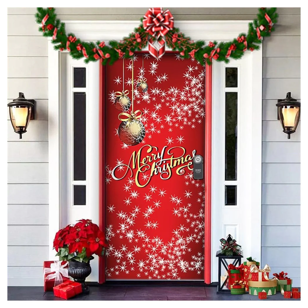 Cubierta de la puerta de Navidad con decoraciones elásticas Decoraciones de Navidad Navidad 90x210 cm