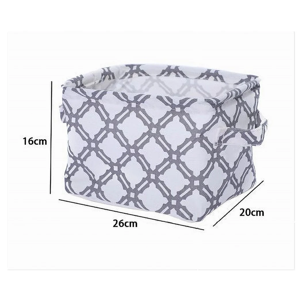 Cesta de contenedor de lino de lino manijas gris tela 26x20x16cm 79204