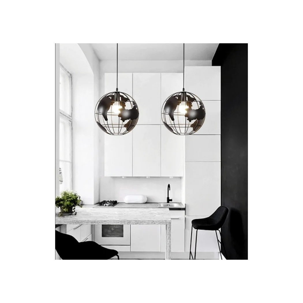 Máquina de araña de suspensión E27 en globo de esfera de metal negro suspendido 33948