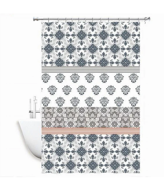 Cortina de ducha anti-soporte 180 x 200 cm Ganchos Blanco Ninges de baño 79708