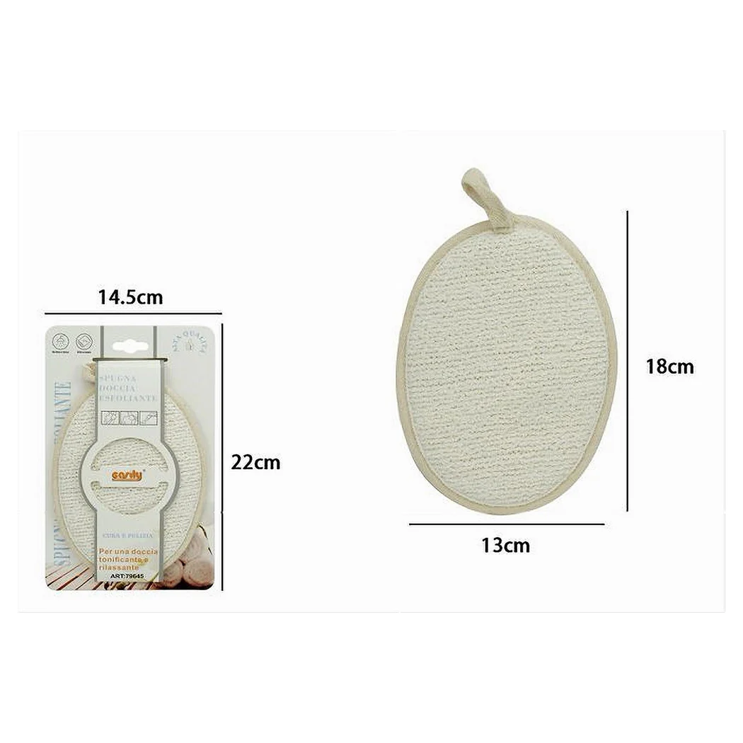 Ducha Esponja Exfoliadora Cuarto de baño Cuerpo Piel 13 x 18 cm Beige Oval 79645