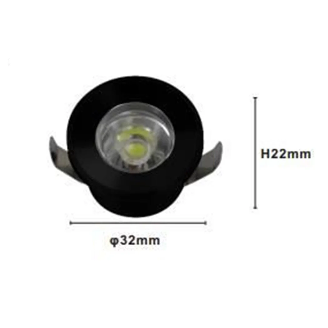Spotlight 1W LED Techo empotrado IP20 Negro Mini Spot Light Light Marcadores 00304