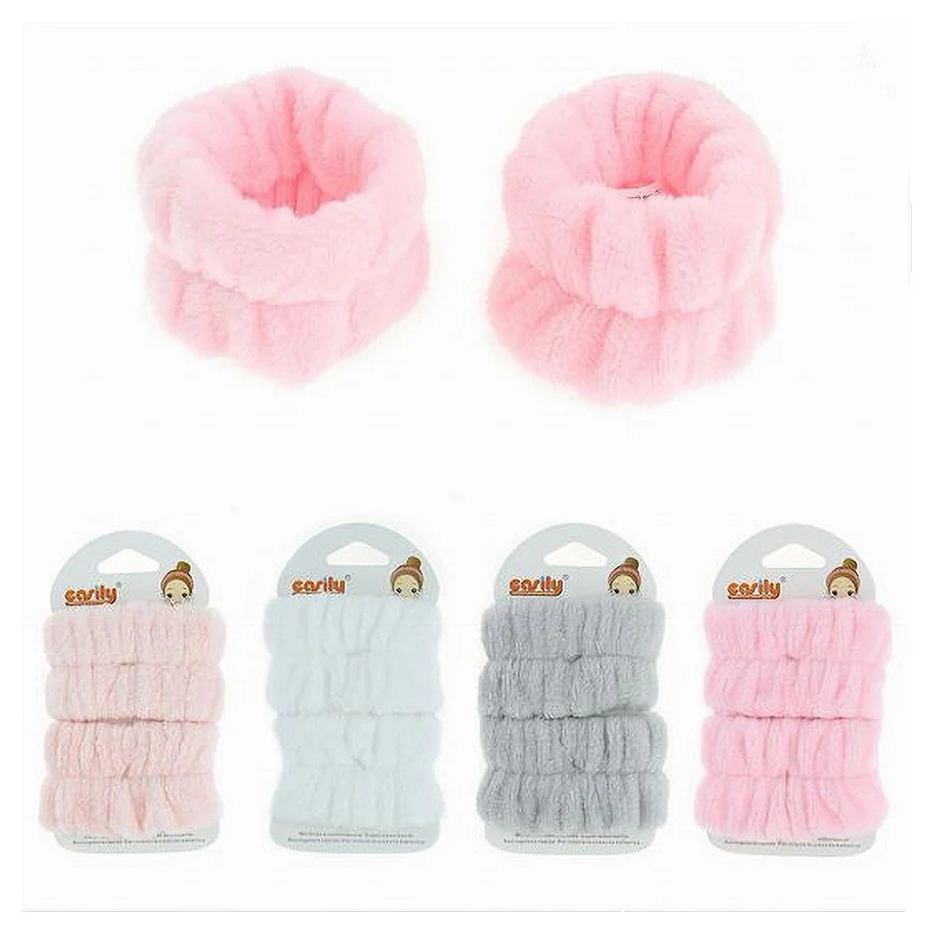 Set 2 PCS Banda de muñeca Puño de limpieza de la cara Diseño de cara Color sólido 4 colores 10753