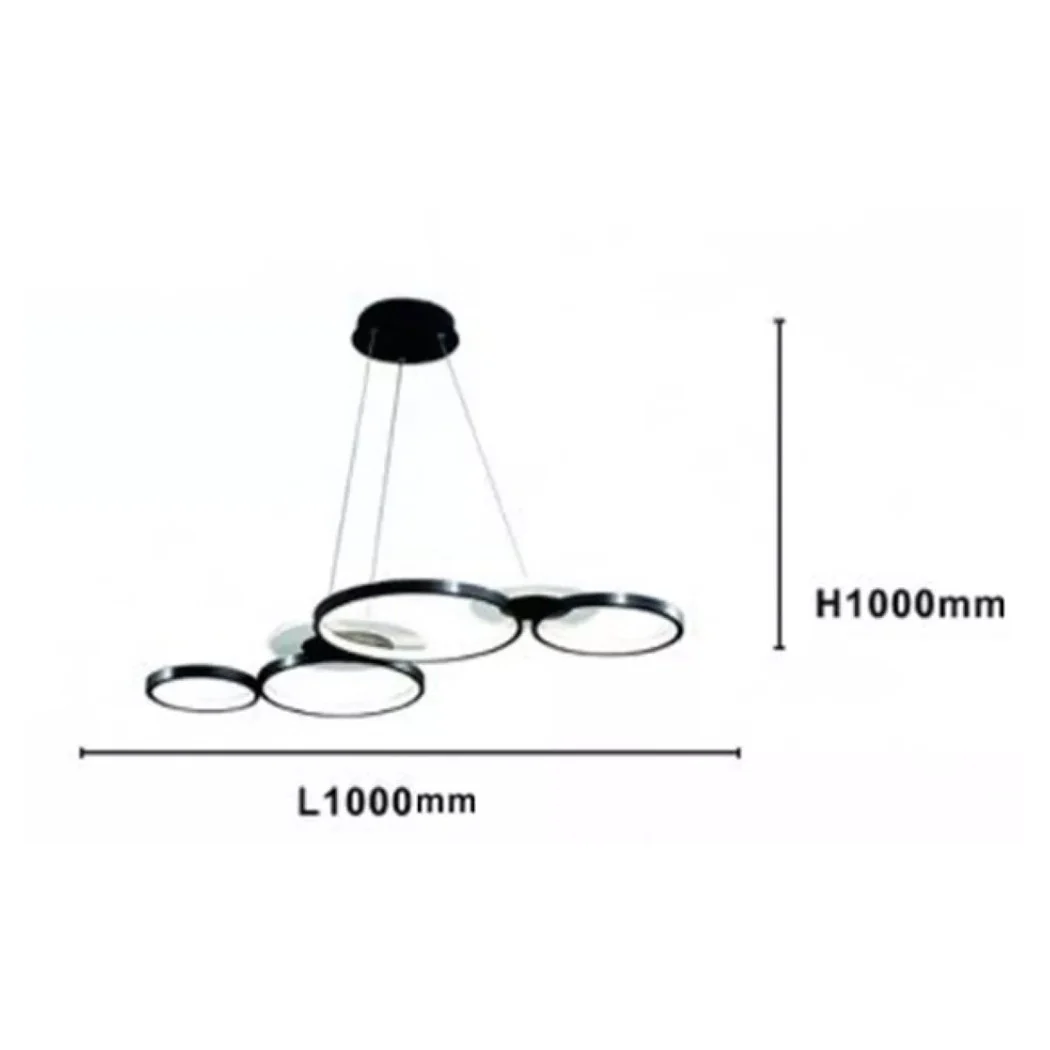 Araña de suspensión LED BLACK 65W 6 Anillos brillantes modernos con control remoto 71415