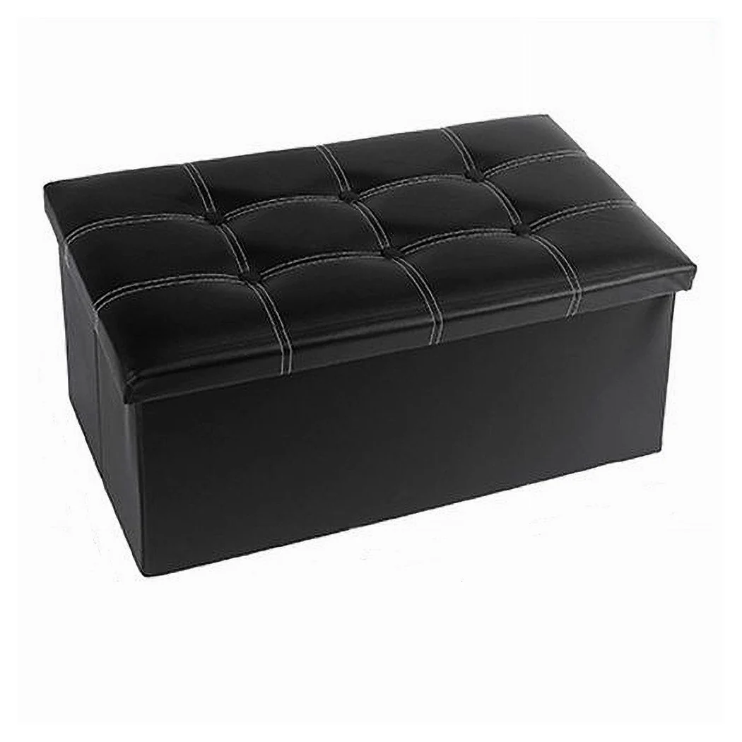 Puff Puff Puf Pufd Acabado Contenedor de almacenamiento Negro Asiento negro 76x38x35 cm 79431