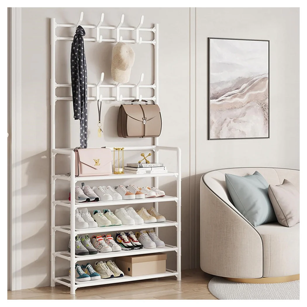 Sopleja de calificación desde la percha de la cubierta de la casa de tierra 3 en 1 zapatos de banco con 8 ganchos