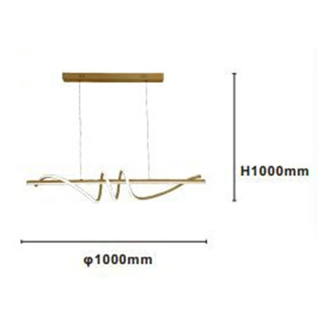 LED Lámpara suspendida 65W oro ondulado espiral horizontal luz de vórtice 3000k-6500k 01158