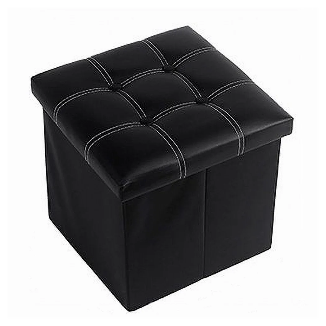 Puff Puff Puf Pufd Acabado Envase de vidrio Sentado Negro 38x38x35 cm 79429