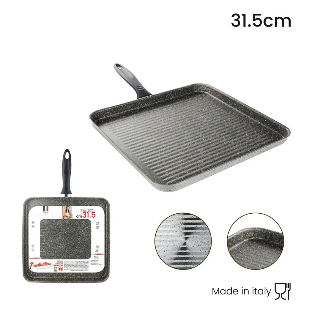 Silla cuadrada 31,5 cm Piedra antideslizante resistente a los rasguños con mango negro 041064m