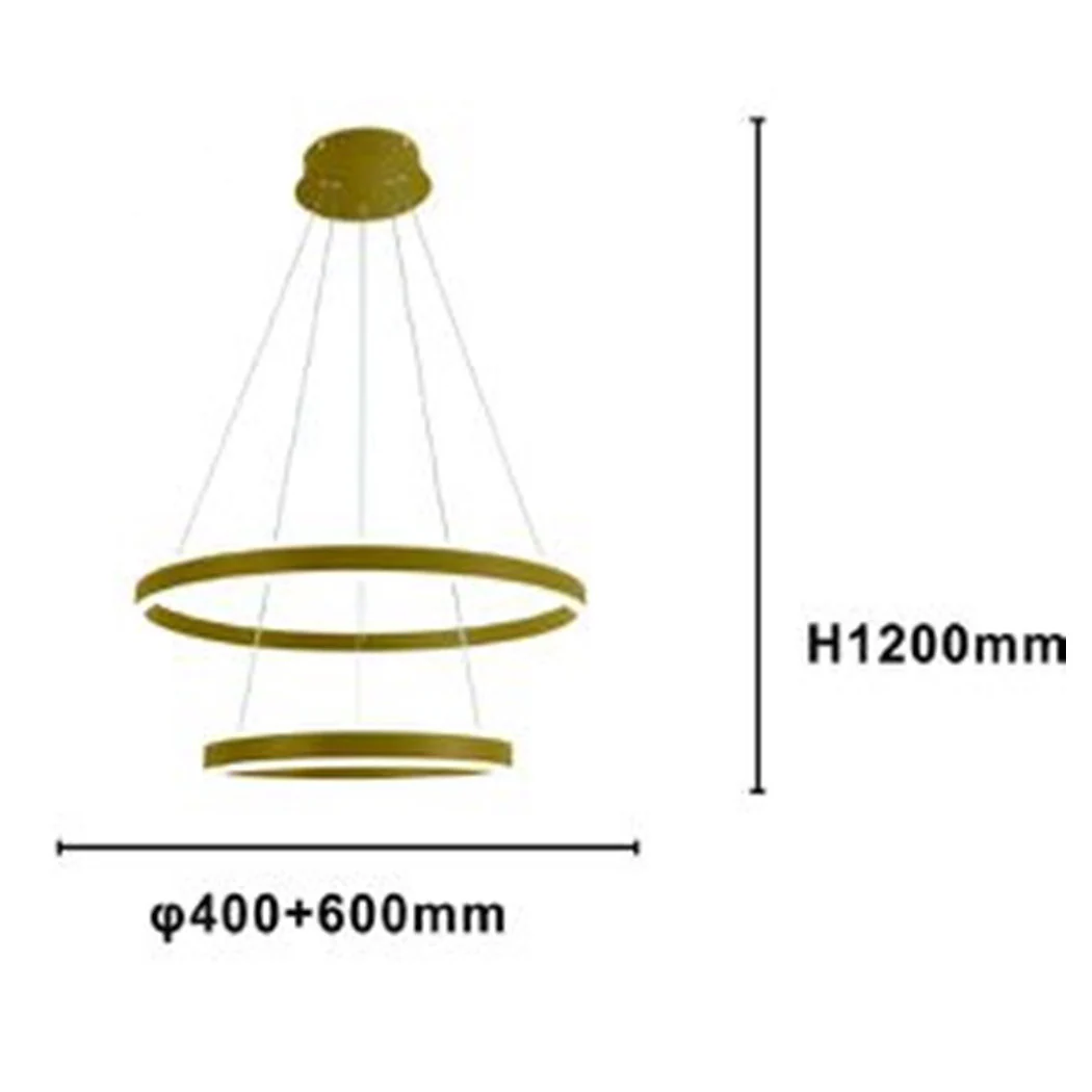 Moderno LED suspensión Chandelier Double Circle Gold 58W con control remoto 31883