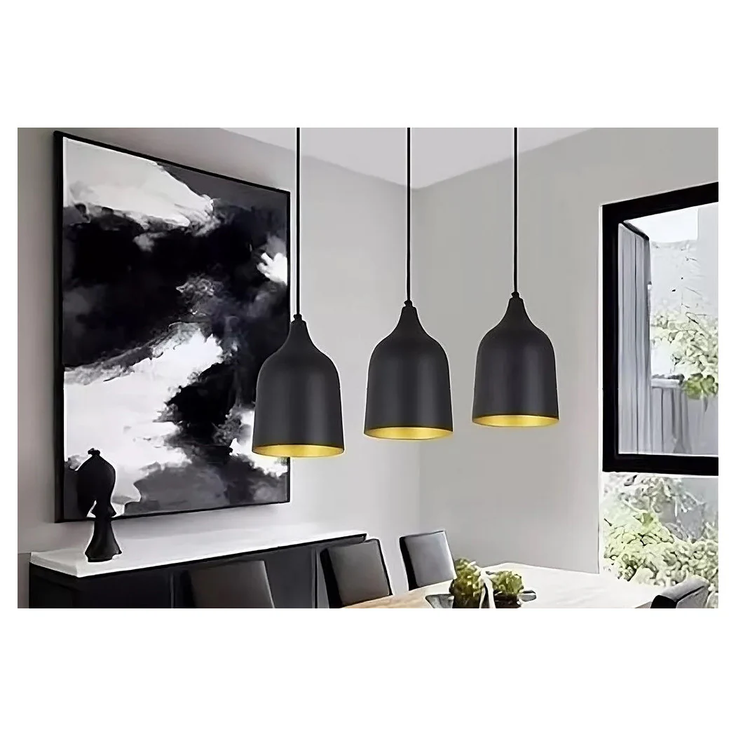 Colgante Araña E27 Hierro Contemporáneo Contemporáneo Pantalla Black Bell 33290 Oro