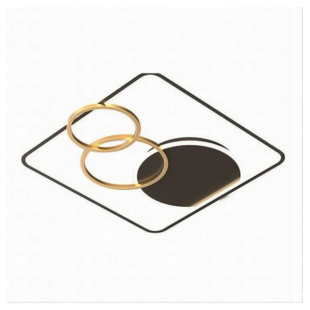 PLAFONIERA LED 55W QUADRATO CON CERCHI NERO ORO LAMPADA SOFFITY LUCE 6500K 70906