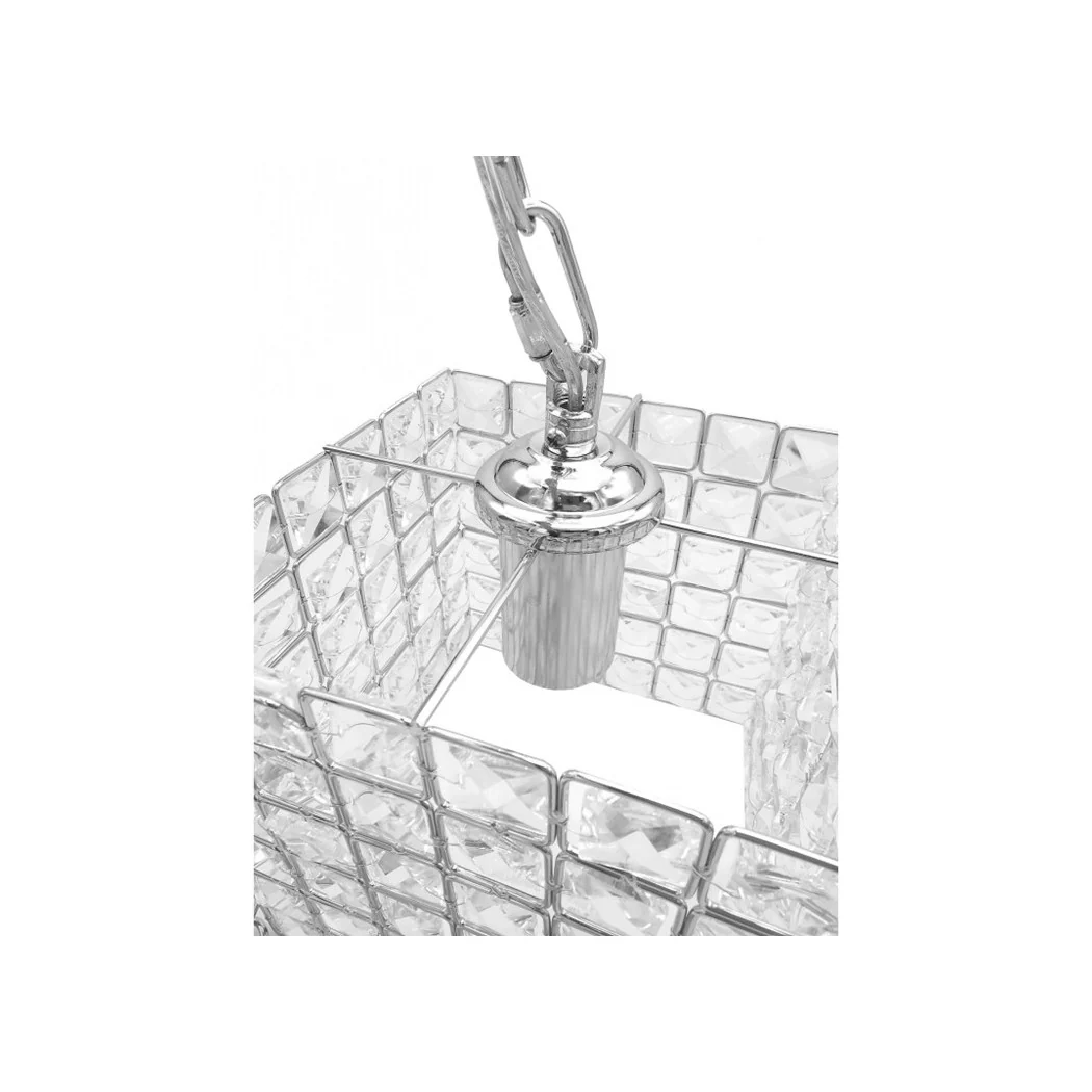 Araña suspendida rectangular con cristales Lámpara de luz E27 Silver 32330