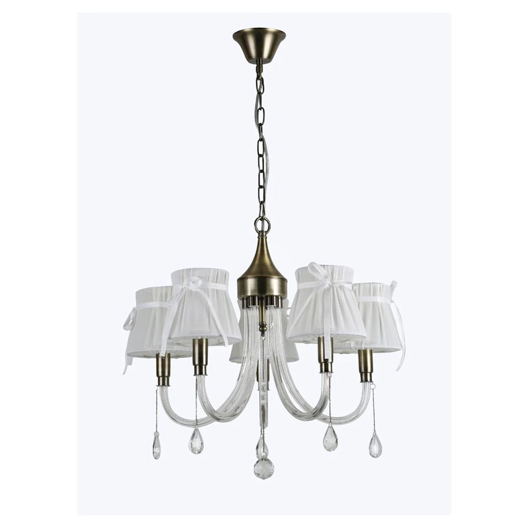 Araña de bronce clásico con lámpara de techo de 5 brazos de suspensión 92396