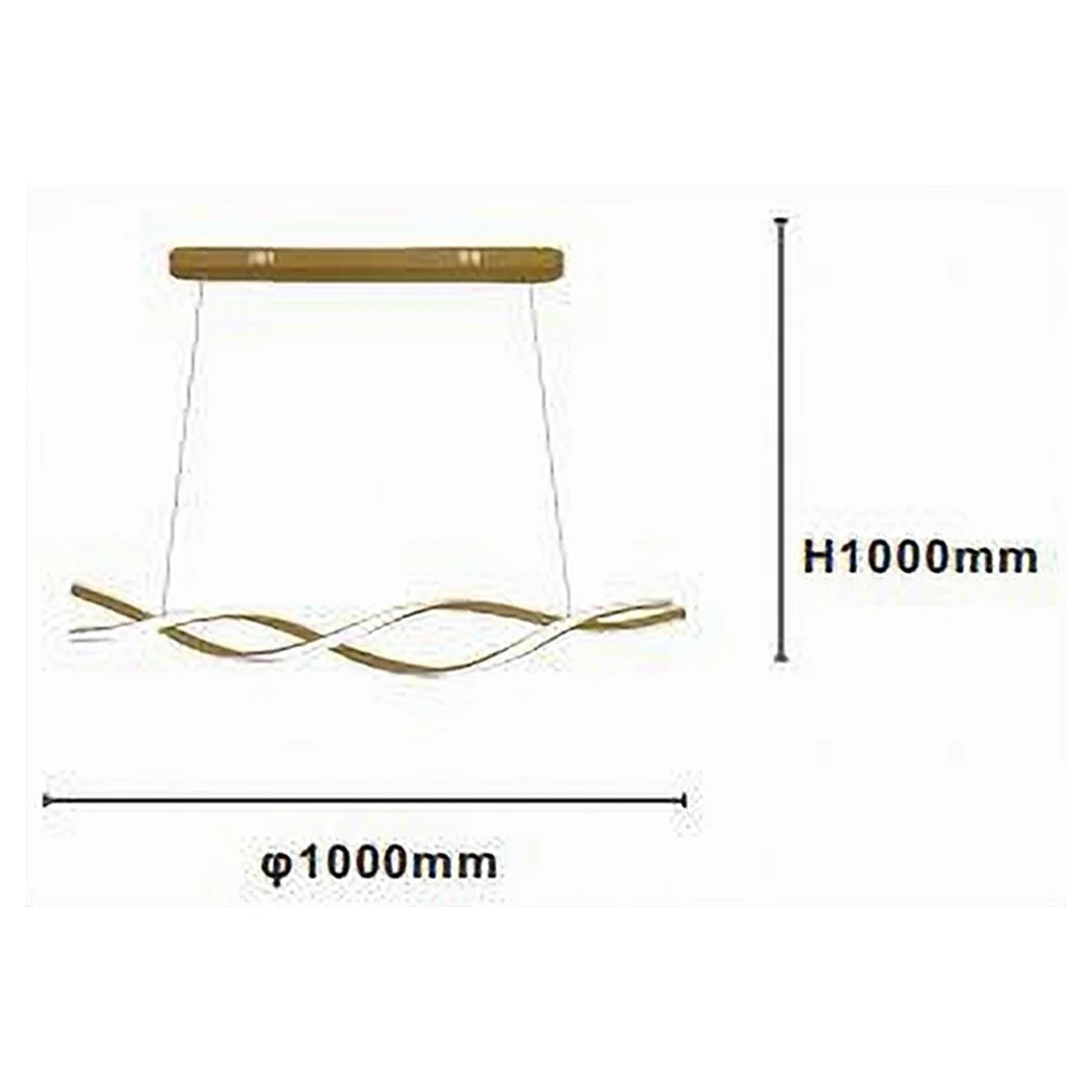 Luz colgante araña 3000K-6500K LED 48W Oro Espiral Horizontal Vortex 01110