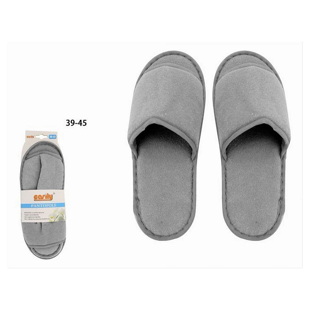Zapatillas de pareja Tela de baño de baño Tela gris 39-45 Habitación Hotel 79683
