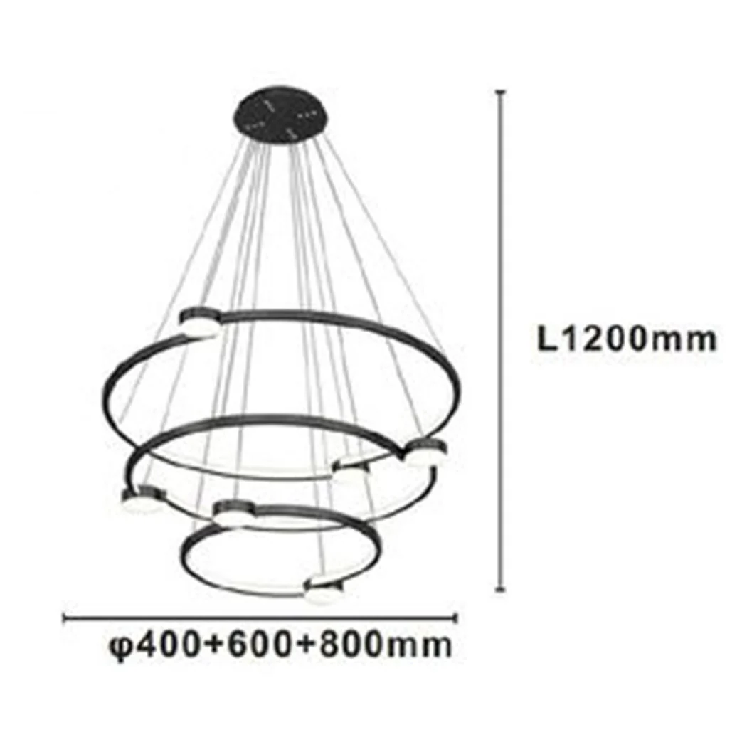 LED 96W 3 CERKS CON TELECOMANDO DESIGN MODERN NERO 71156