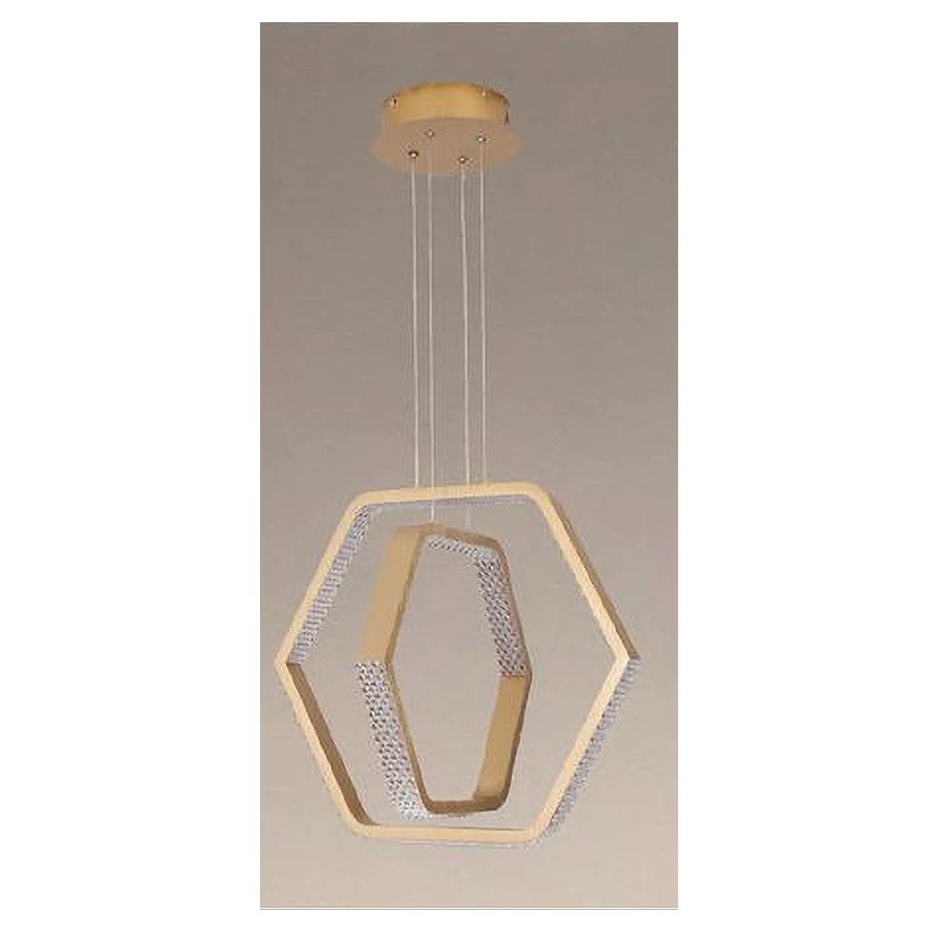 Láñada de suspensión LED 48W Efecto de cristal moderno hexagonal Oro 31852