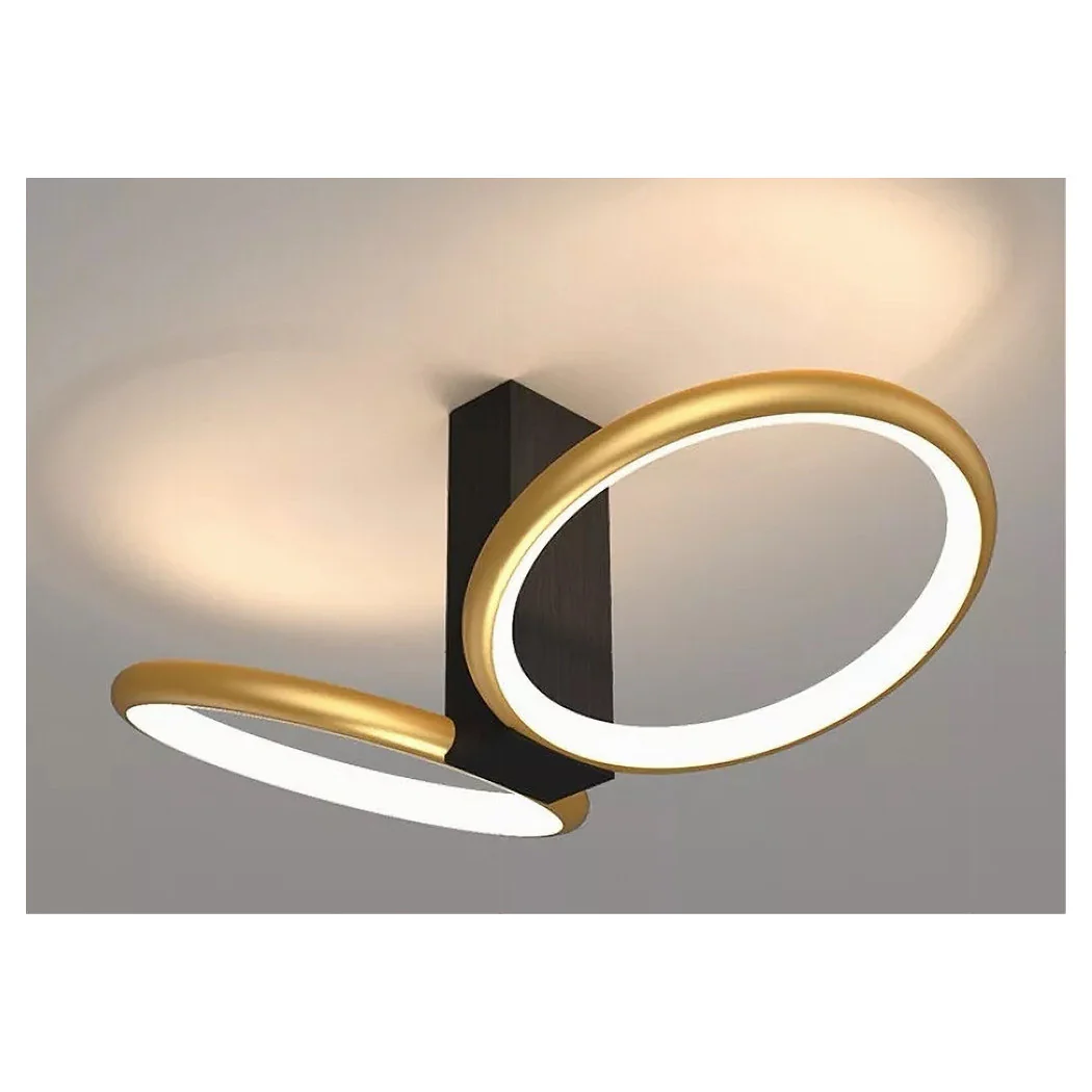 Luz del techo LED 22 W 2 llantas Lámpara de oro moderna Anillo doble 50544